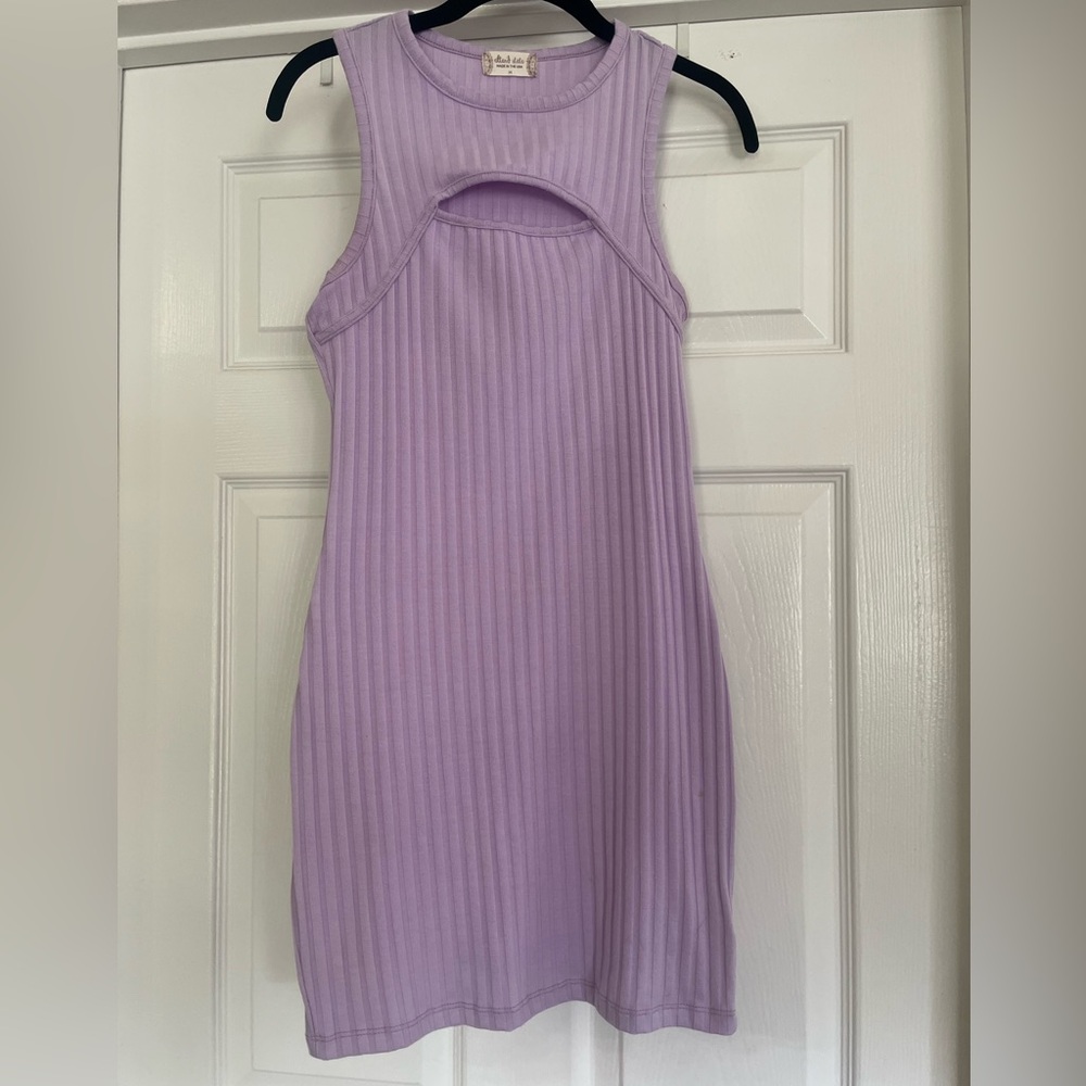 Altar'd State Chest Cut Out Purple‎ Ribbed Bodycon Dress Size M